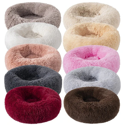 washable plush donut cat bed cozy round pet bed in multiple colors for winter comfort