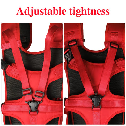 Adjustable dog front carrier backpack with adjustable tightness for small dogs and cats, breathable red harness