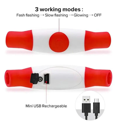 LED dog collar light with 3 working modes, mini USB rechargeable, flashing safety light for dogs at night