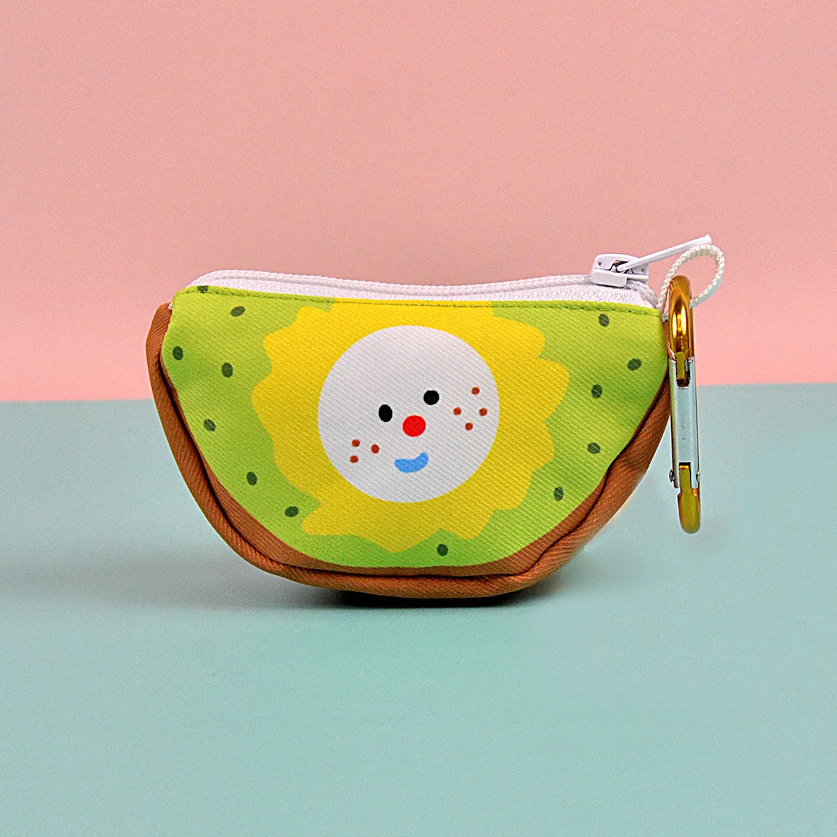 dog poop bag holder dispenser fruit design pouch with clip, JY2500035-MHT green yellow abstract pet waste bag holder
