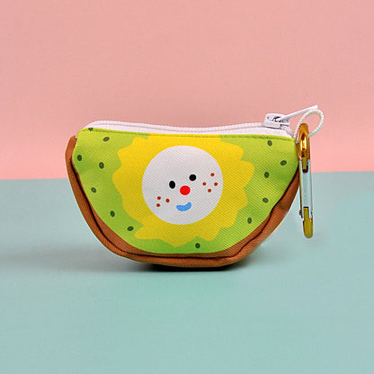 dog poop bag holder dispenser fruit design pouch with clip, JY2500035-MHT green yellow abstract pet waste bag holder