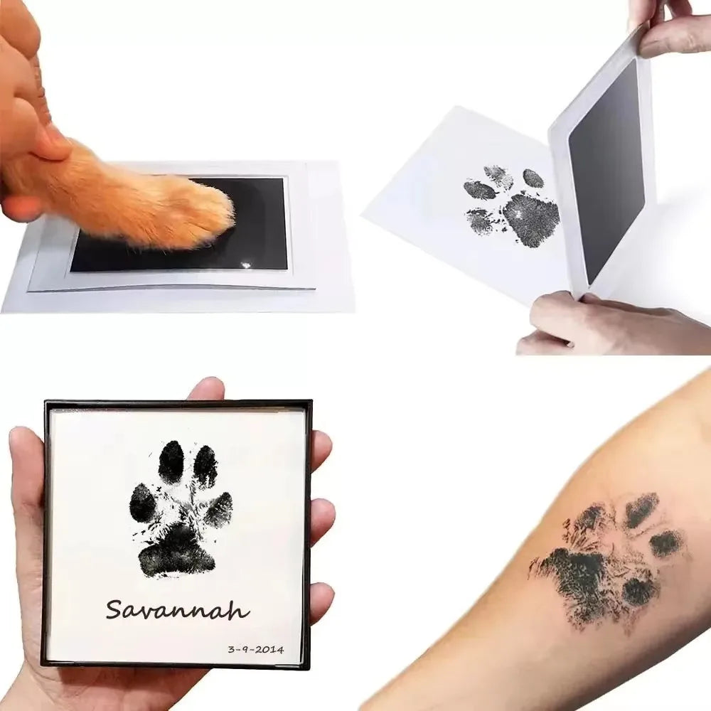 Pet handprint and footprint kit for clean, safe dog and cat paw prints, DIY keepsake photo album supplies