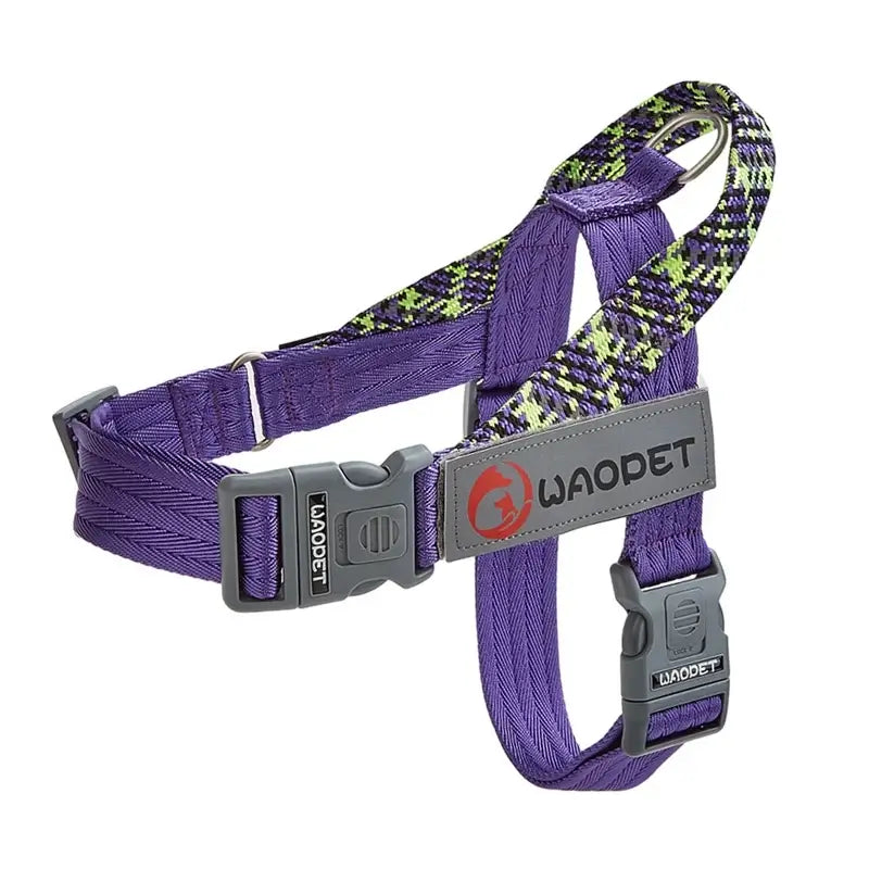 Power orange no pull dog harness for heavy medium large dogs, durable reflective nylon walking harness with buckle