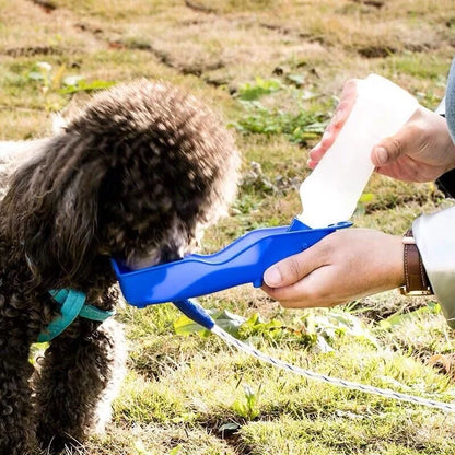 portable dog water bottle for outdoor pet hydration, blue travel feeder for dogs and puppies