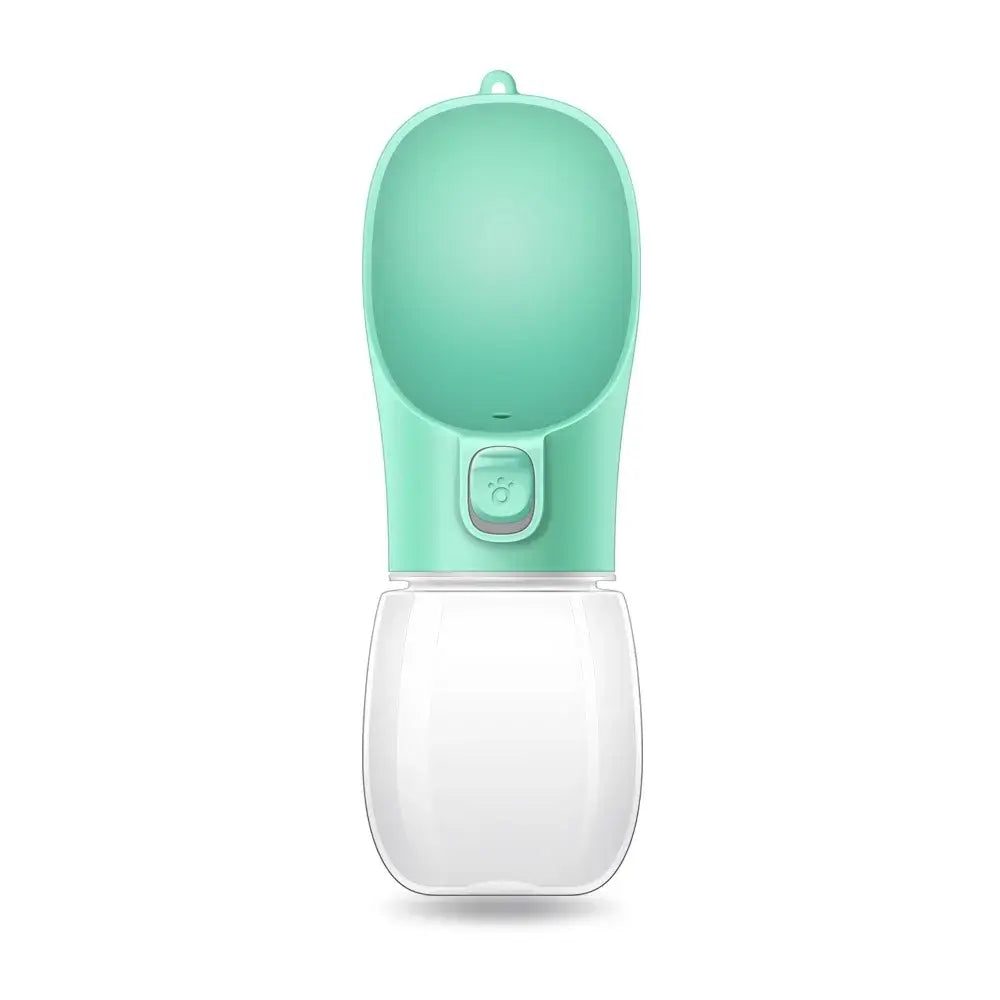 Leakproof dog water bottle for dogs and cats, portable outdoor travel drinking bowl, mint green and white
