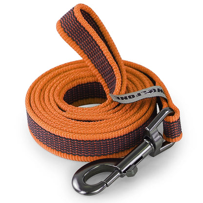 adjustable dog training leash orange and black nylon dog leash with metal clip for medium and large dogs