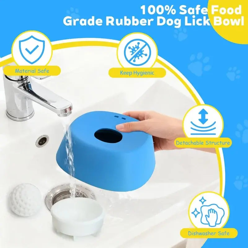 100% safe food grade rubber slow feeder dog bowl for hygienic, detachable, dishwasher-safe dog licking and treats