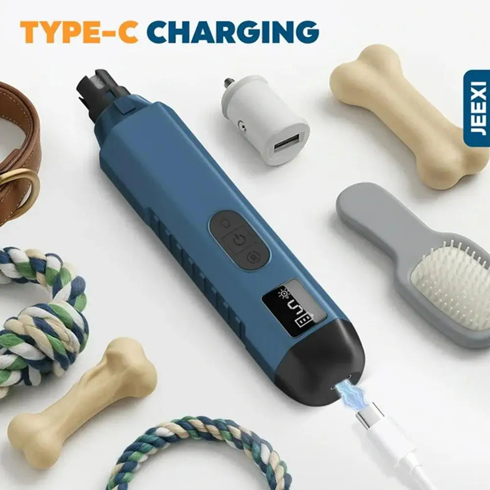 electric pet nail grinder, rechargeable 5-speed low-noise dog and cat nail trimmer with Type-C charging