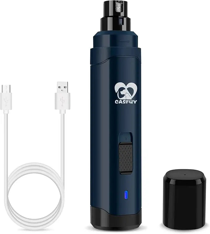 Professional dog nail grinder – rechargeable, eco-friendly pet nail trimmer with USB charging cable.