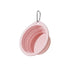 Pink collapsible travel dog bowl, silicone foldable rounded pet bowl with carabiner for portable water and food feeding