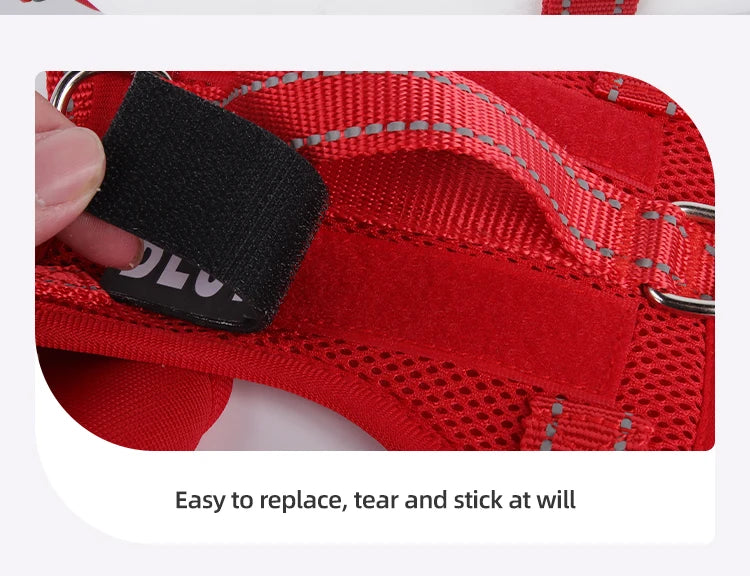 reflective dog harness and leash set red vest harness with adjustable tear-and-stick closure for small and medium dogs