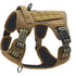 Military tactical dog harness in dark khaki, reflective straps, durable no pull vest with control handle for large dogs