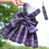 Purple plaid pet dress with leash for small dogs and cats, fashion nylon JK dress set with leash