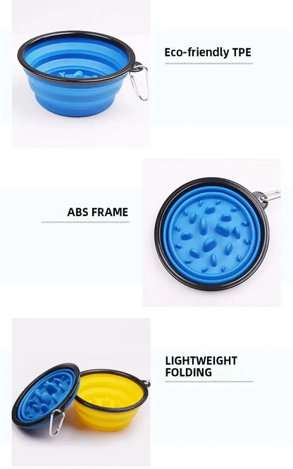 foldable slow feeder bowl for dogs and cats eco-friendly TPE anti-gulping portable lightweight folding bowl