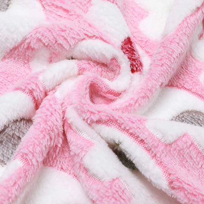 soft dog blanket plush pink reversible elephant pet bed mat for dogs and cats, cozy 4-season cover
