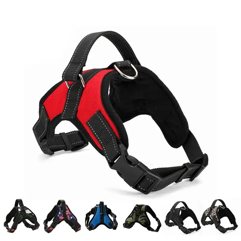 quick release dog harness vest red and black nylon breathable adjustable pet puppy harness for outdoor walking