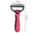 pet deshedding brush red and black double-sided stainless steel comb for dog and cat grooming, 17.5cm