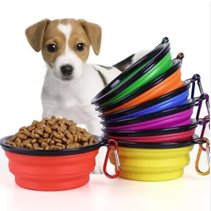 collapsible pet travel bowl for dogs and cats, durable silicone portable food and water bowl for outdoor travel