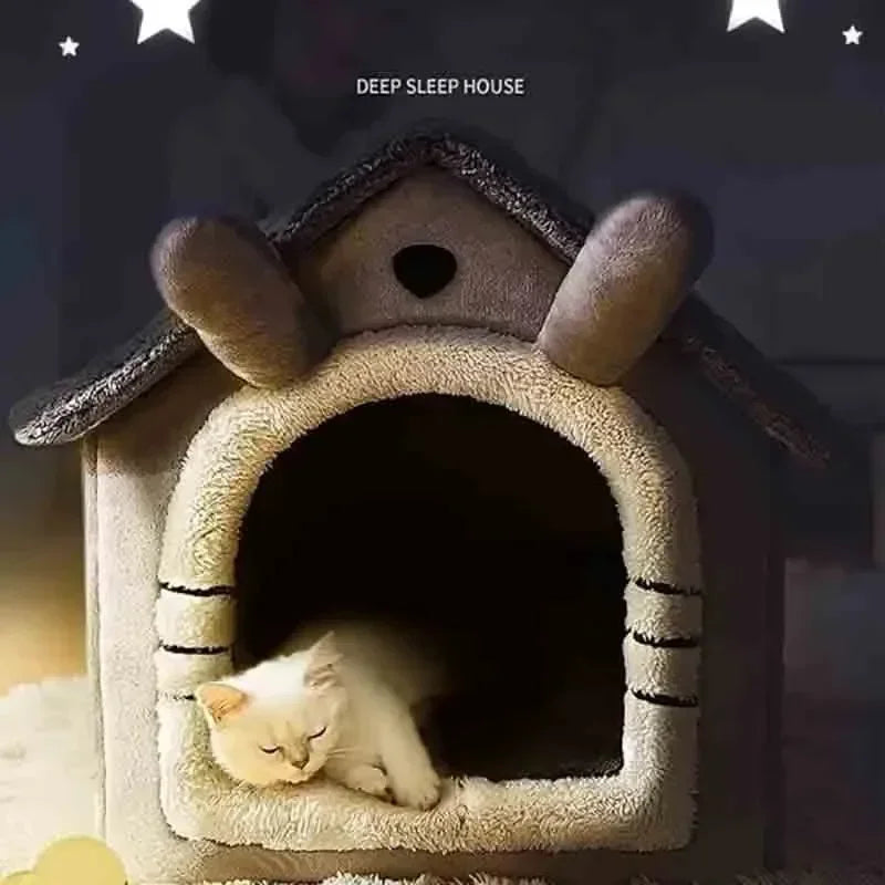 indoor warm dog house soft plush pet bed tent for small dogs and cats with removable washable cushion