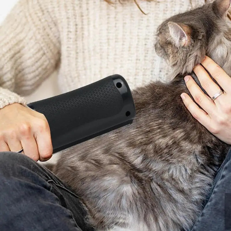pet deshedding brush for cats and dogs removing loose fur and knots during gentle grooming