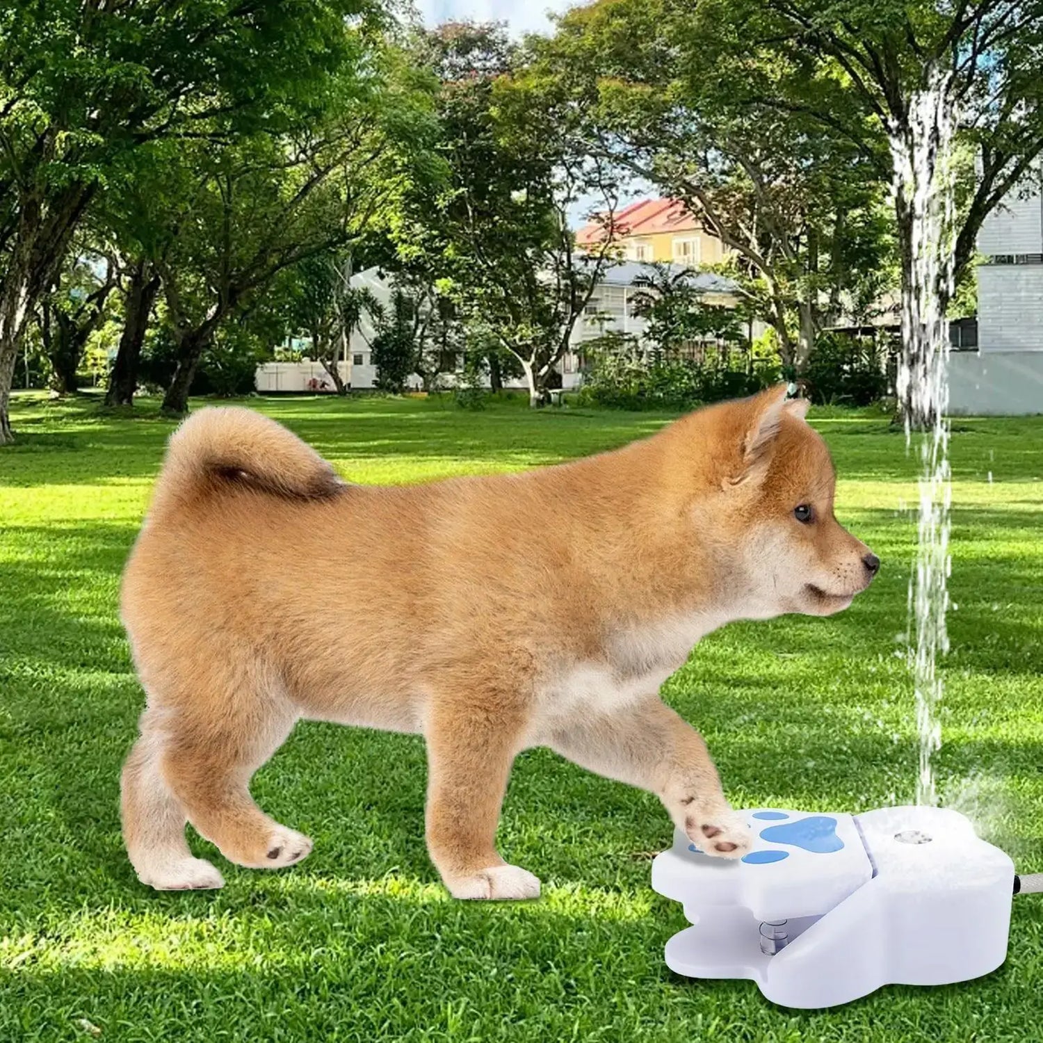 Paw Activated Dog Water Fountain Step on Outdoor Pet Drinking Dispenser Pet Dogs Puppy Water Sprinkler Toys for Garden Yard