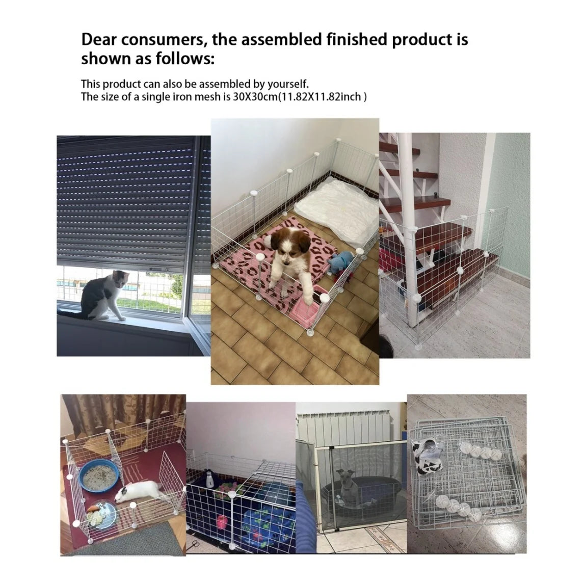 Image shows the Puppy Fence for Home Indoor Use, Anti-Escape Corgi Dog Fence, Puppy Training Isolation Net assembled.