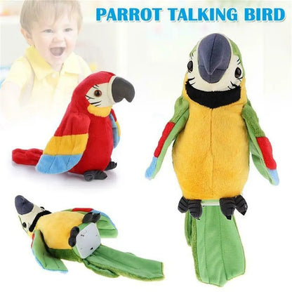 Talking parrot toy plush bird with repeat voice imitation, colorful electric parrot gift for kids and bird lovers