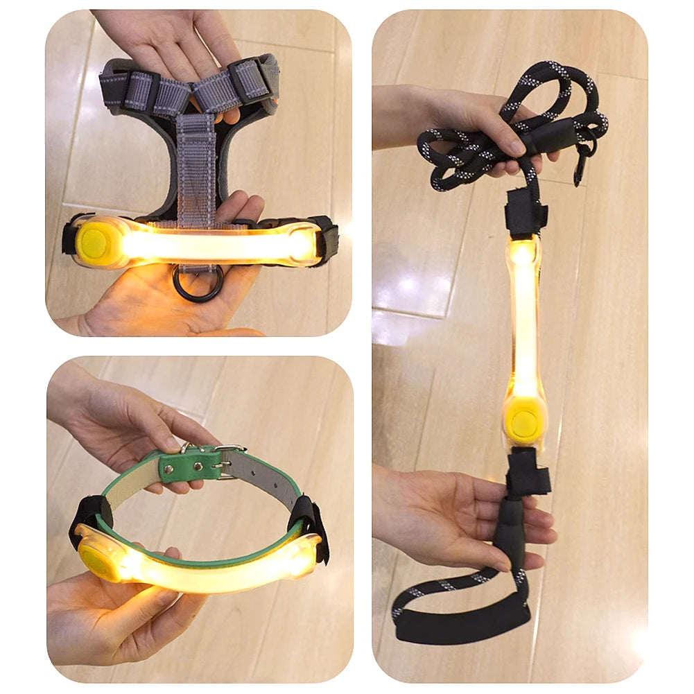 Dog Glowing Collar &amp; Leash Anti Lost Safety Outdoor Waterproof Warning LED Flashing Light Strip Pet Harness Dog Accessories