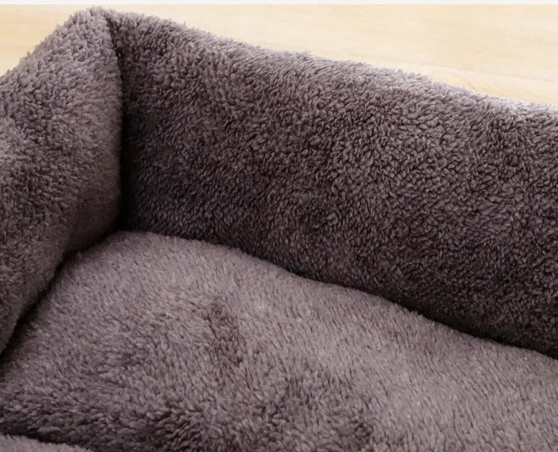 Soft plush large dog bed house for dogs and cats, warm square pet kennel bed with cozy cushioned sides