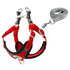 adjustable dog harness leash set, red and black vest-style harness with gray leash for small dogs, color E