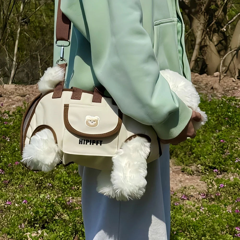 Cute dog backpack carrier for small pets, stylish travel bag with breathable mesh and secure straps for daily walks