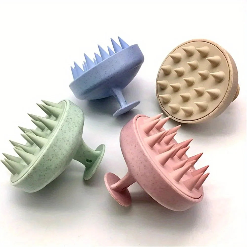 Silicone scalp massage brush for shampooing, scalp care, and body massage, with soft bristles for gentle hair washing