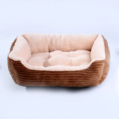 calming dog bed plush square pet sofa bed for small to medium dogs, warm waterproof sleeping cushion
