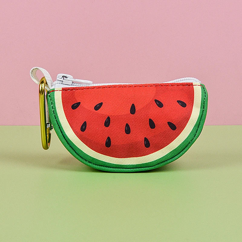 Watermelon dog poop bag holder dispenser with clip, cute abstract designer print pet waste bag pouch