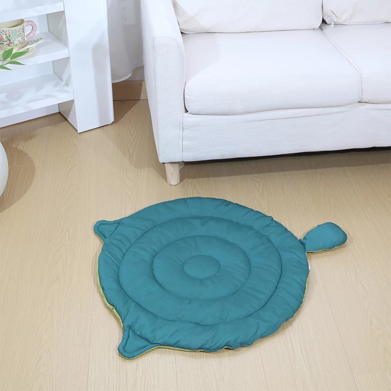washable cat dog bed mat round blue pet cushion for all seasons, soft breathable washable pet bed for cats and dogs