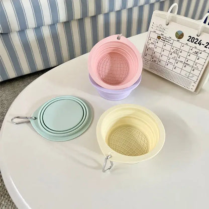 collapsible travel dog bowl silicone portable foldable pet feeding bowl for dogs and cats, lightweight travel design