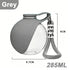 Grey portable dog water bottle with bowl, 285ml compact hydration cup for outdoor walking, hiking, and travel
