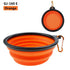 Orange collapsible pet travel bowl silicone portable food and water bowl for dogs and cats with carabiner