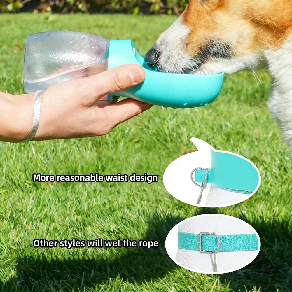 portable dog water bottle for outdoor travel, leakproof pet drinking bowl for dogs and cats, 300ml turquoise design