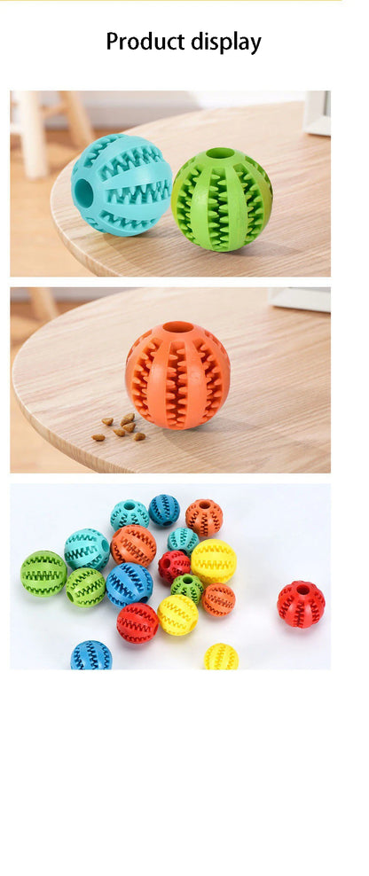 natural rubber dog chew toy interactive treat ball for teeth cleaning and tough chewing