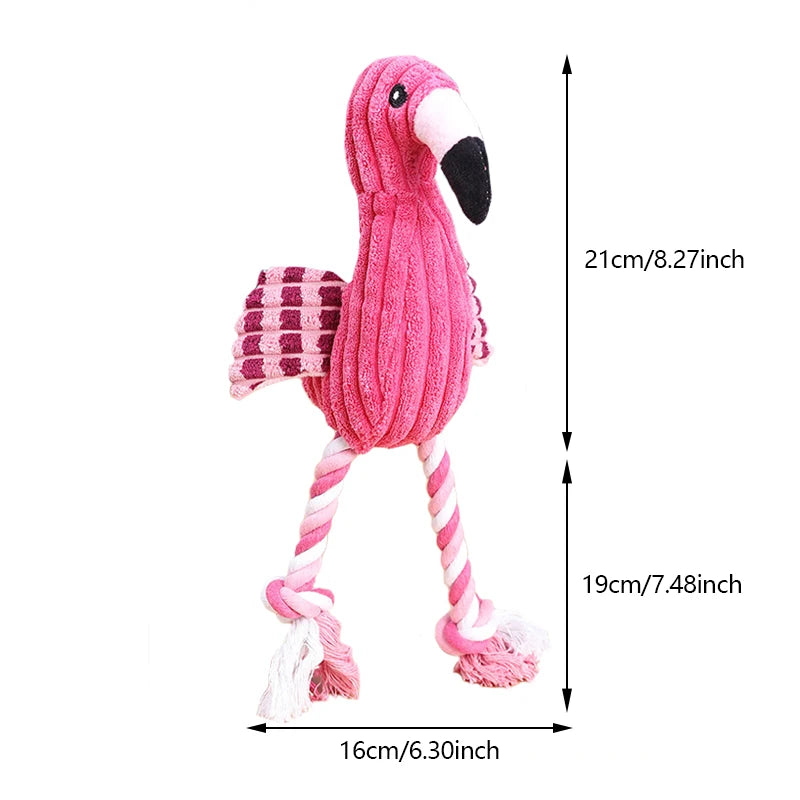 1PC Cute Flamingo Plush Dog Toys Funny Interactive Squeaky Chew Ropes Toys For Small Pets Teeth Cleaning Supplies
