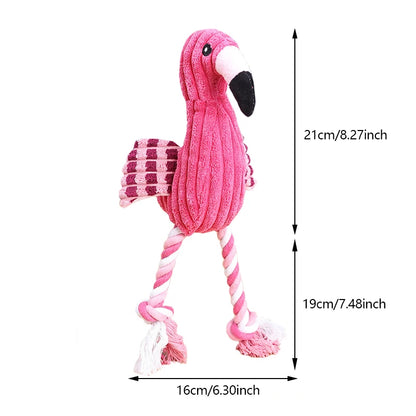 1PC Cute Flamingo Plush Dog Toys Funny Interactive Squeaky Chew Ropes Toys For Small Pets Teeth Cleaning Supplies