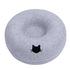 round cat tunnel bed in light gray with hole, donut-style cat nest bed and scratcher for cozy sleeping and play