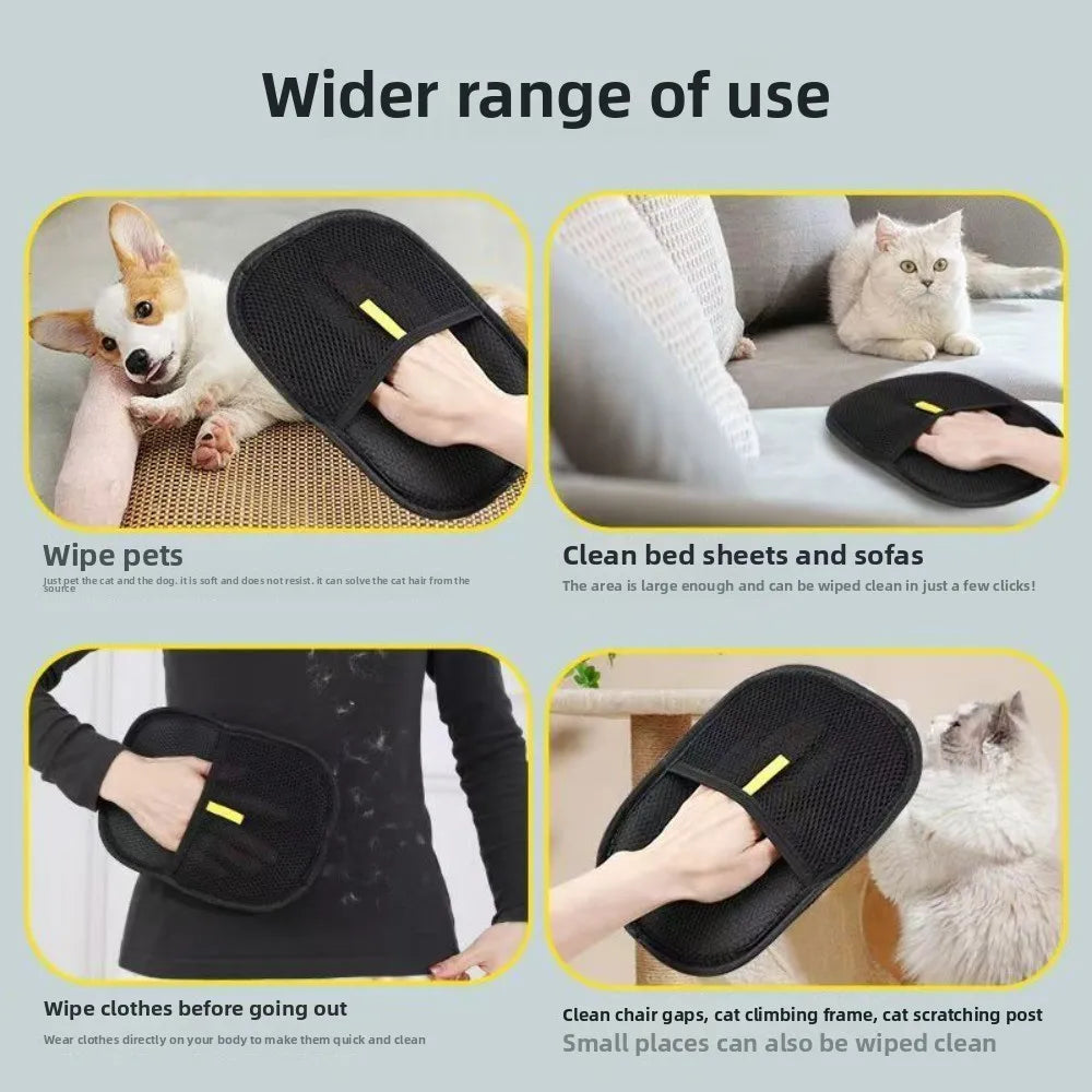 Dog Brush Removes Pet Hairs Pet Electrostatic Hair Removal Gloves Comb for Dog Cat Hair Cleaning Grooming Two-way Bristles Home