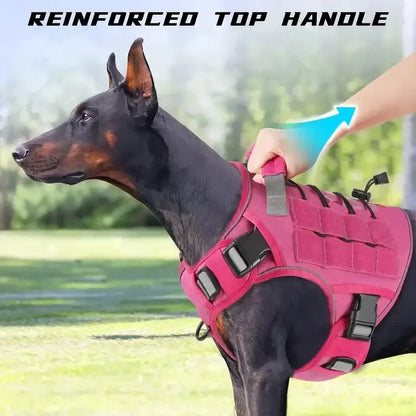 no-pull tactical dog harness for large dogs with reinforced top handle, reflective military vest for control and training