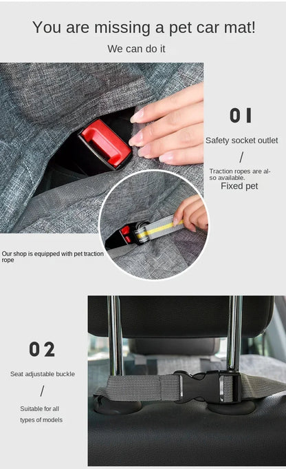 waterproof dog car seat cover for rear seat protection with safety buckles and pet car mat design