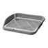 Gray plastic dog potty tray with raised back and removable mesh grid for indoor training