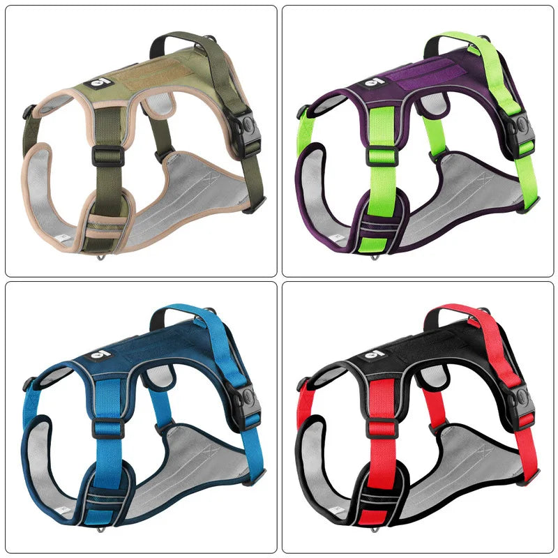 Dog Harness Reflective Midium Large Dogs Tactical Vest Big 1680D Waterproof Oxford Cloth Dog Harnesses Pet Accessoires Supplies in various colors.