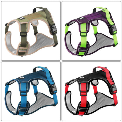 Dog Harness Reflective Midium Large Dogs Tactical Vest Big 1680D Waterproof Oxford Cloth Dog Harnesses Pet Accessoires Supplies in various colors.