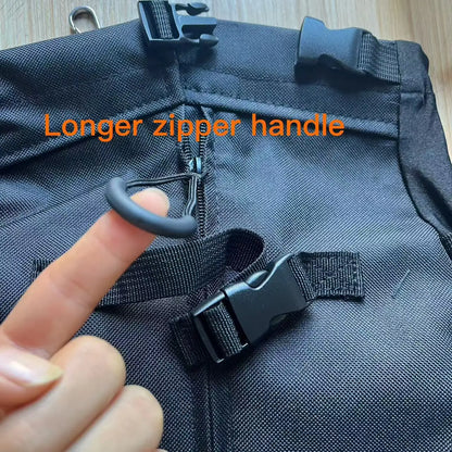 Hiking Pet Dog Carrier Backpack - Breathable Outdoor Travel Bag showing longer zipper handle for easy access.